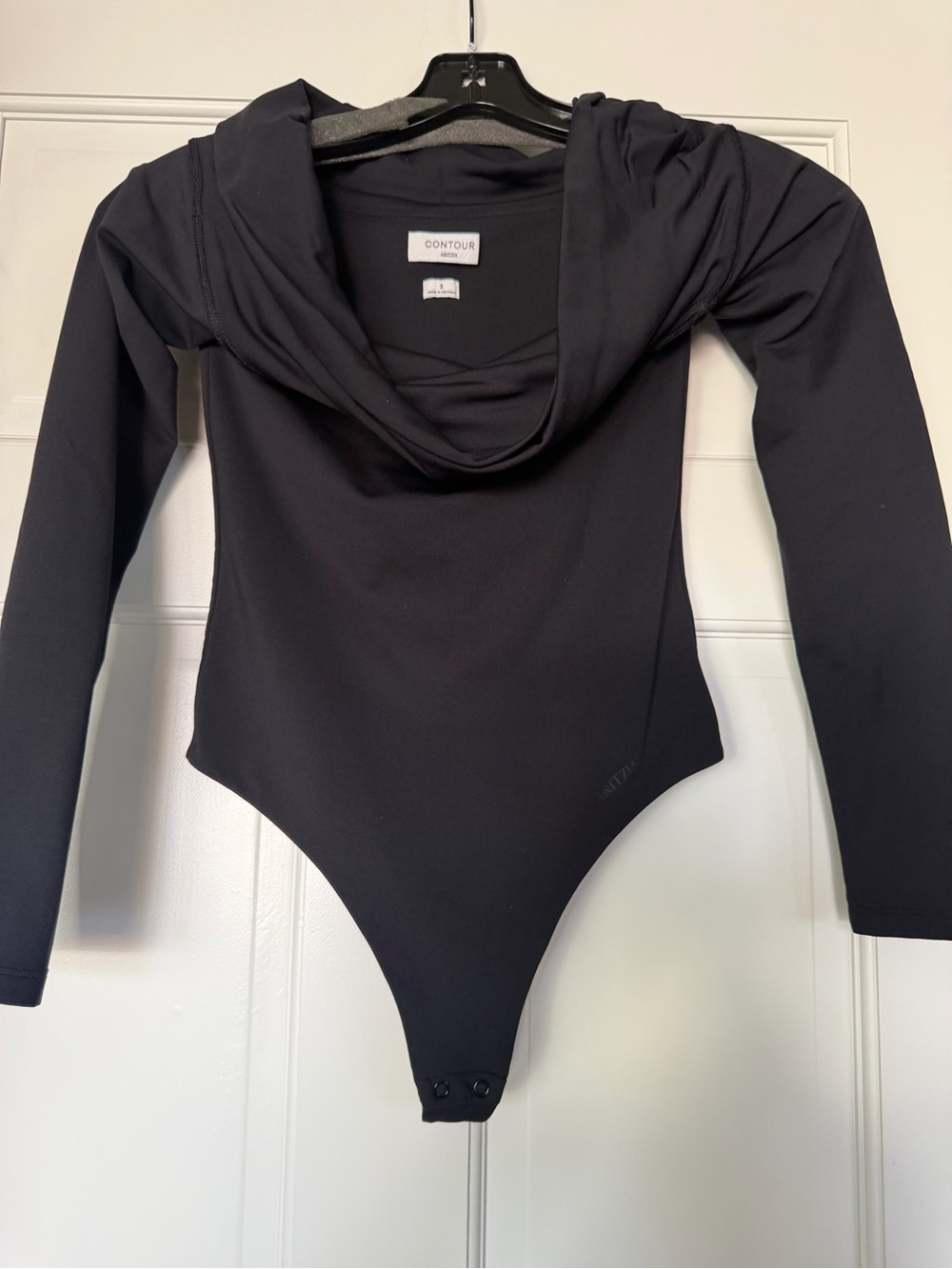 Aritzia Kids Black Long-Sleeve Hooded One-Piece Bodysuit